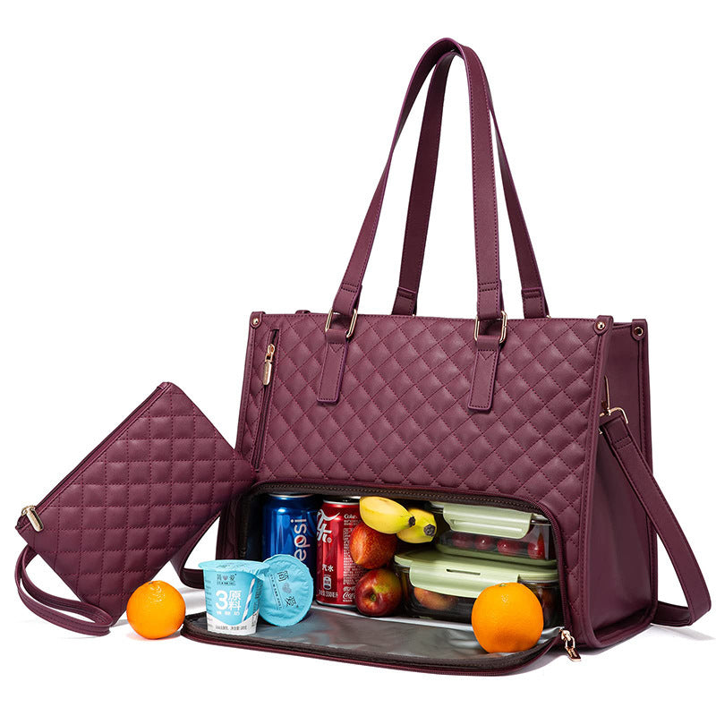 Insulated Quilted Lunch Tote Bag
