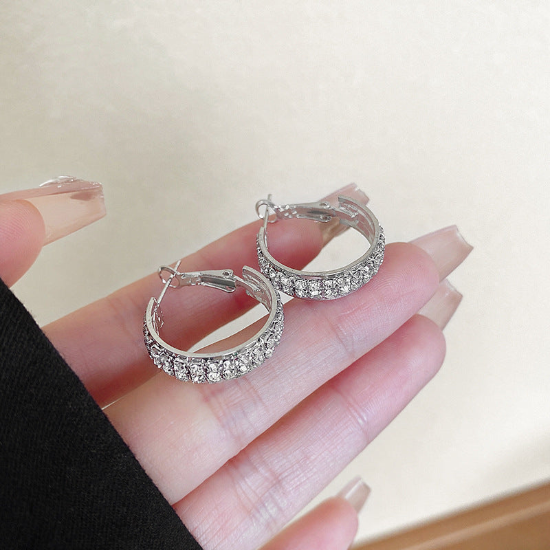 925 Silver Full Diamond C-Hoop Earrings