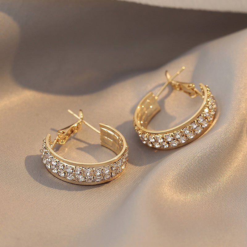 925 Silver Full Diamond C-Hoop Earrings
