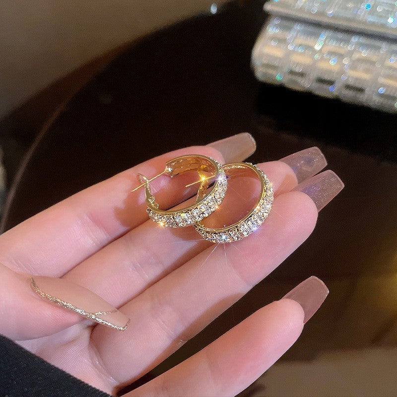 925 Silver Full Diamond C-Hoop Earrings
