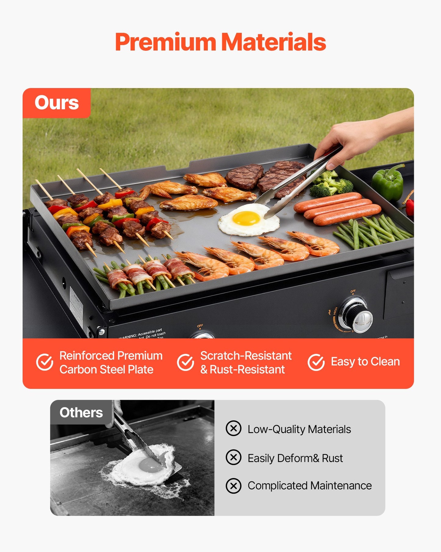 2-Burner Outdoor Propane Flat Top Grill
