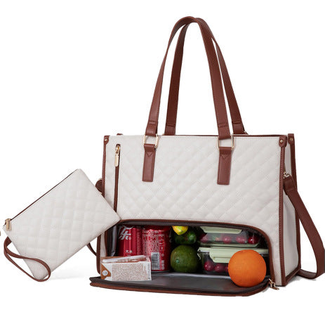 Insulated Quilted Lunch Tote Bag