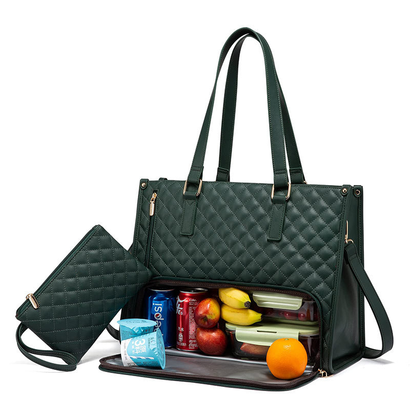 Insulated Quilted Lunch Tote Bag