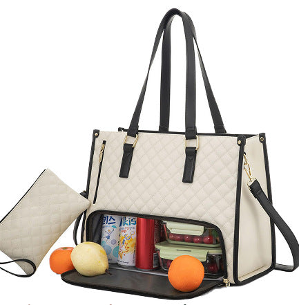 Insulated Quilted Lunch Tote Bag