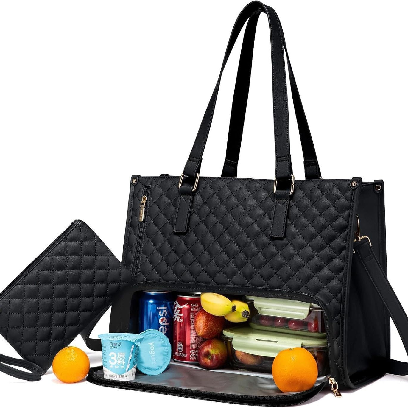 Insulated Quilted Lunch Tote Bag