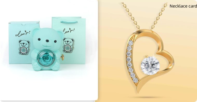 Rotating Teddy Bear Rose Jewelry Box