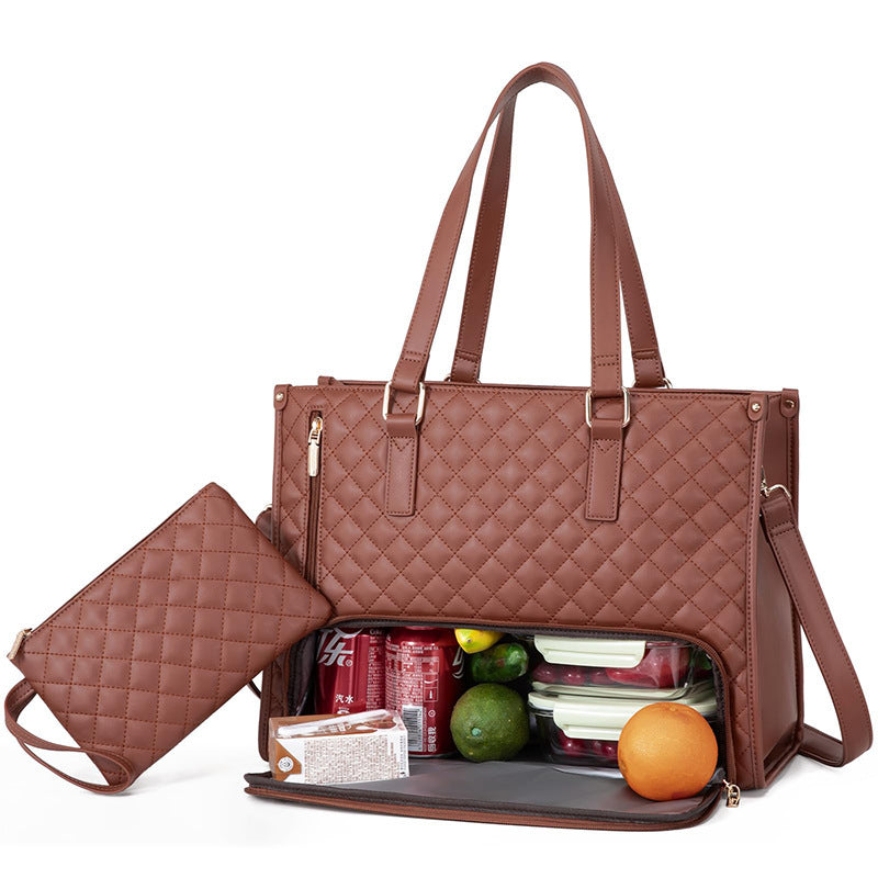 Insulated Quilted Lunch Tote Bag