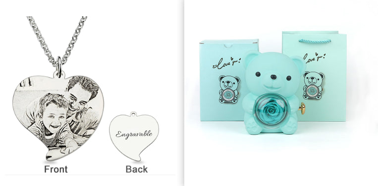 Rotating Teddy Bear Rose Jewelry Box