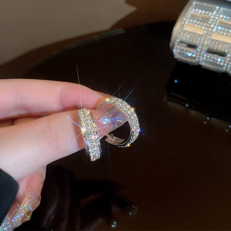 925 Silver Full Diamond C-Hoop Earrings
