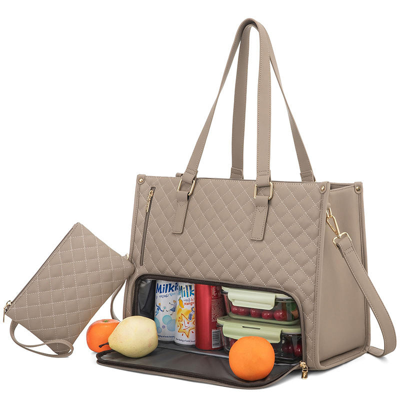 Insulated Quilted Lunch Tote Bag