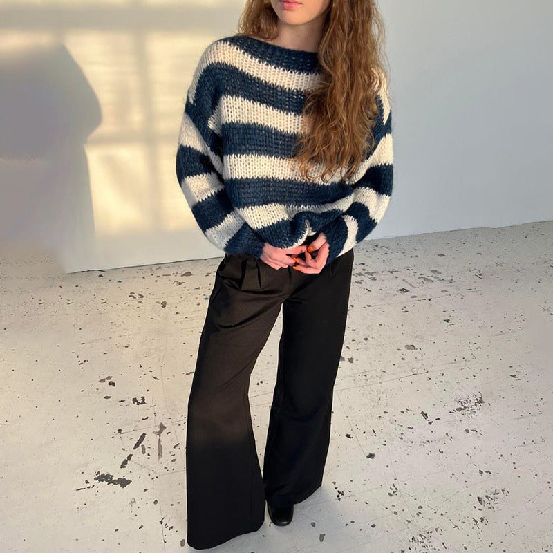 Women's Striped Knit Pullover Sweater
